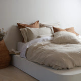 Home Lab - French Flax Linen Duvet Cover Set - Natural Oat - King