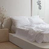 Home Lab -100% Stonewashed Cotton Sheet Set- White