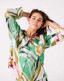 KIP & CO - Somerset Green Eco Satin - Long Sleeve Shirt & Pant Pyjama Set