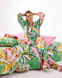 KIP & CO - Somerset Green Eco Satin - Long Sleeve Shirt & Pant Pyjama Set