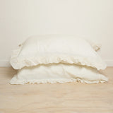 Home Lab - French Flax Linen Ruffle Edge Pillowcase Pair - Milk