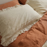 Home Lab - French Flax Linen Ruffle Edge Pillowcase Pair - Milk