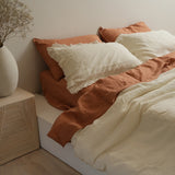 Home Lab - French Flax Linen Ruffle Edge Pillowcase Pair - Milk