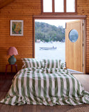 KIP & CO - Moss Stripe - Linen Quilt Cover King