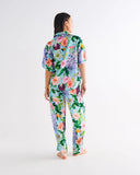 KIP & CO - Spring In The Air - Satin Short Sleeve Shirt & Pant Pyjama Set