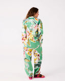 KIP & CO - Somerset Green Eco Satin - Long Sleeve Shirt & Pant Pyjama Set