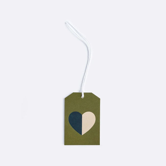 Father Rabbit - Gift Tag - Half & Half Heart Olive