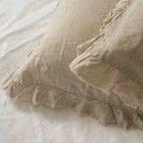 Home Lab - French Flax Linen Ruffle Edge Pillowcase Pair - Natural Oat