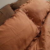 Home Lab - French Flax Linen Ruffle Edge Pillowcase Pair - Hazelnut