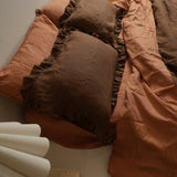 Home Lab - French Flax Linen Ruffle Edge Pillowcase Pair - Mocha