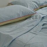 Home Lab -100% Stonewashed Cotton Pillowcase Pair- Butter/Sky Reversible