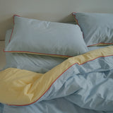 Home Lab -100% Stonewashed Cotton Pillowcase Pair- Butter/Sky Reversible