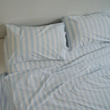 Home Lab -100% Stonewashed Cotton Sheet Set- Sky Blue Stripe