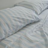 Home Lab -100% Stonewashed Cotton Pillowcase Pair - Sky Blue Stripe