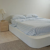 Home Lab -100% Stonewashed Cotton Sheet Set- Sky Blue Stripe