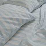 Home Lab -100% Stonewashed Cotton Sheet Set- Sky Blue Stripe