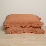Home Lab - French Flax Linen Ruffle Edge Pillowcase Pair - Hazelnut