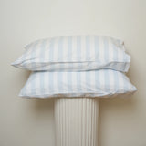 Home Lab -100% Stonewashed Cotton Pillowcase Pair - Sky Blue Stripe