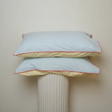 Home Lab -100% Stonewashed Cotton Pillowcase Pair- Butter/Sky Reversible