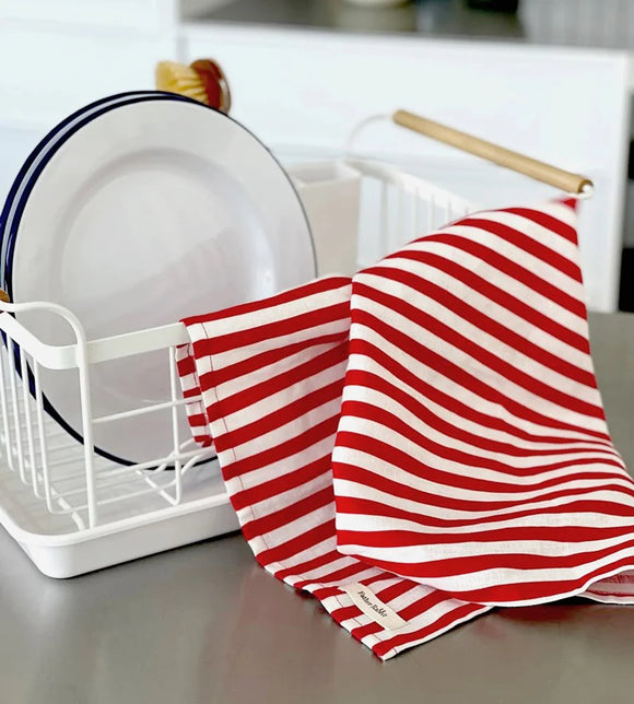 Father Rabbit - Tea Towel - French Nautical Red Stripe