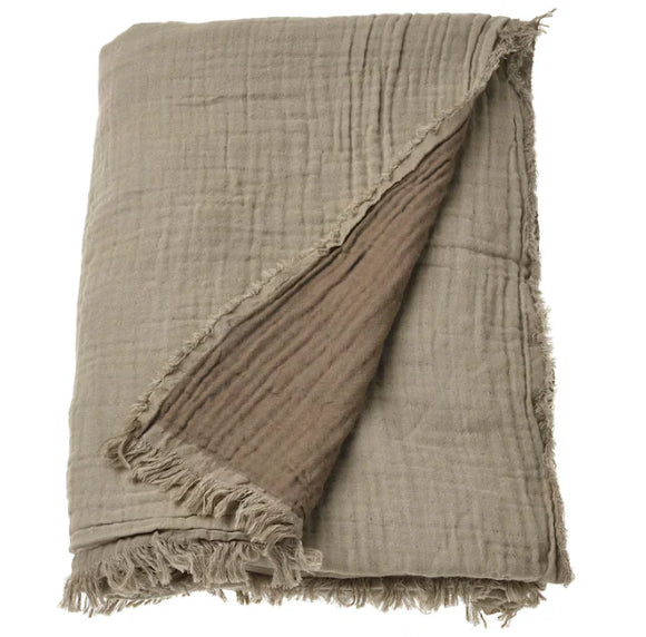 Leni - Muslin Throw Blanket - Khaki