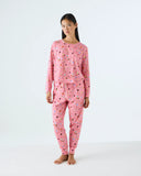 KIP & CO - Polkadot Pink - Adult Organic Cotton Long Sleeve Pyjama Top & Slouch Pant