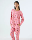 KIP & CO - Polkadot Pink - Adult Organic Cotton Long Sleeve Pyjama Top & Slouch Pant
