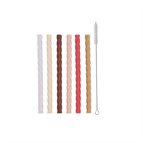 OYOY - Mellow Silicone Straw 6P - Cherry Red/Vanilla