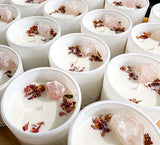 Opal + Sage Candle - Rose Quartz - Sweet Pea & Vanilla