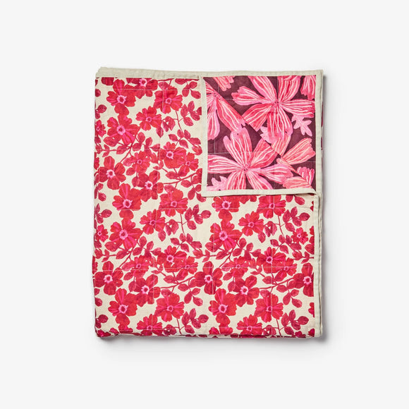 Bonnie & Neil - Mave Rosetta Pink - Linen Quilted Throw