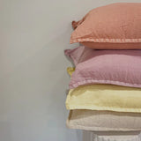 Home Lab - 100% Belgium Linen Vintage Washed Cushion- Feather Filled - Lemoncello