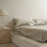 Home Lab -100% Stonewashed Cotton Sheet Set- Olive Stripe