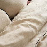 Home Lab - French Flax Linen - Piped Duvet Set - Natural Oat - King