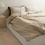 Home Lab - French Flax Linen - Piped Duvet Set - Natural Oat - King