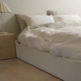 Home Lab -100% Stonewashed Cotton Sheet Set- Olive Stripe