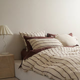 Home Lab - French Flax Linen Pillowcase Pair - Cocoa Stripe