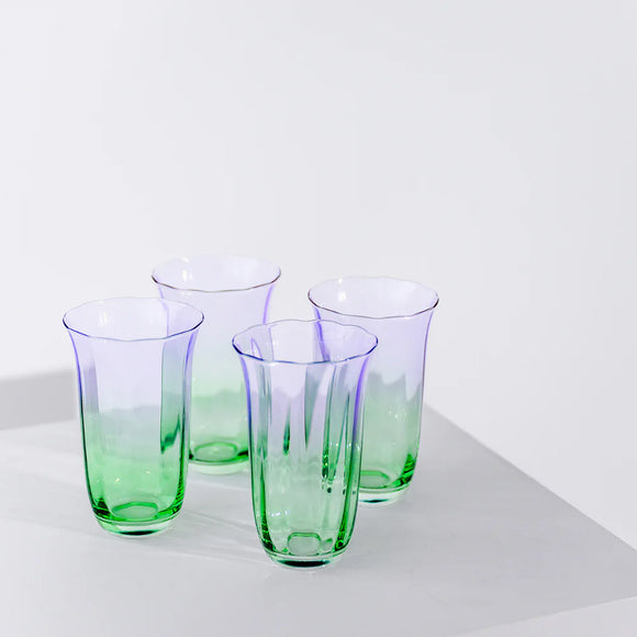 Home Lab - Fleur Highball Glasses - Green/Lilac