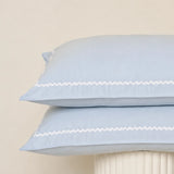 Home Lab - Bonnie Pillowcase Pair - Sky Blue White Trim