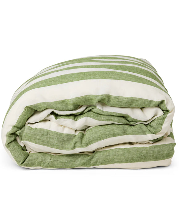 KIP & CO - Moss Stripe - Linen Quilt Cover King