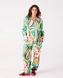 KIP & CO - Somerset Green Eco Satin - Long Sleeve Shirt & Pant Pyjama Set