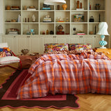 Sage x Clare - Isla Linen Quilt Cover - Vivid Coral King