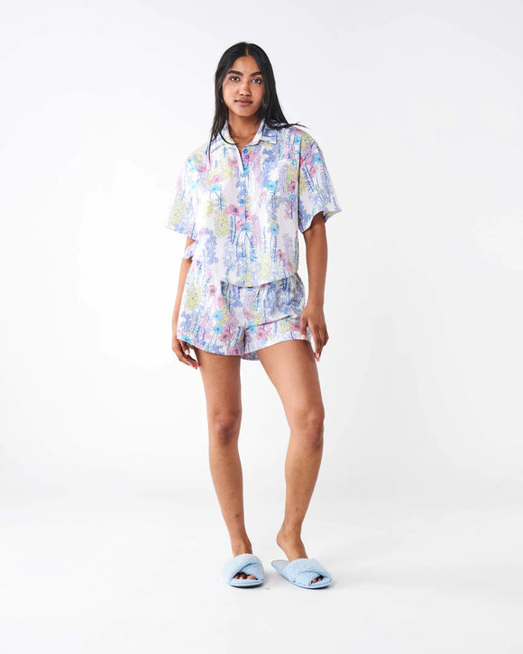 KIP & CO - Foxglove Forever - Organic Cotton Short Sleeve Shirt & Short Pyjama Set