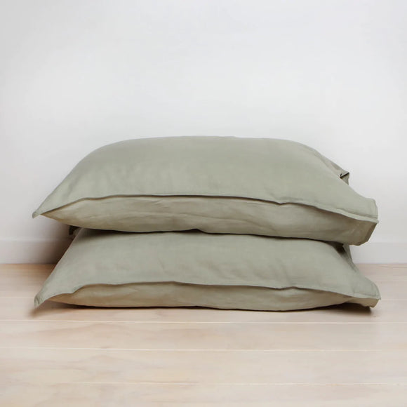 Home Lab - French Flax Linen Pillowcase Pair - Sage