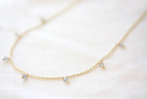Cloud Nine - Labrodite Flora Droplet Necklace Gold
